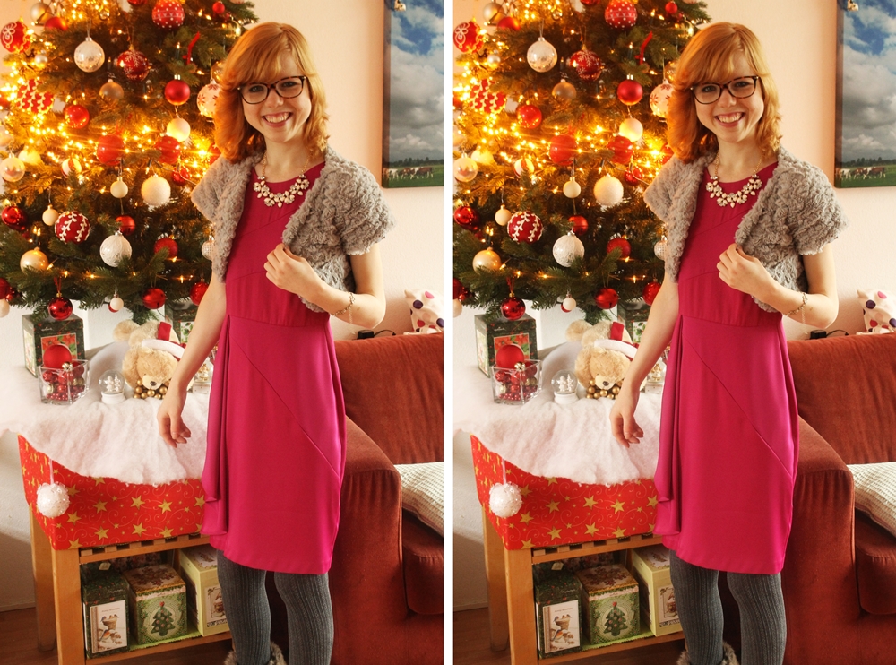 kerstoutfit paarse jurk c&a