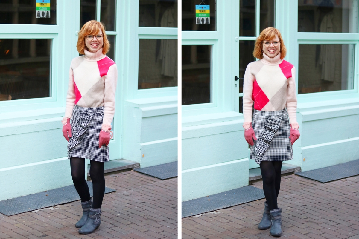 roze trui van peter scott outfit