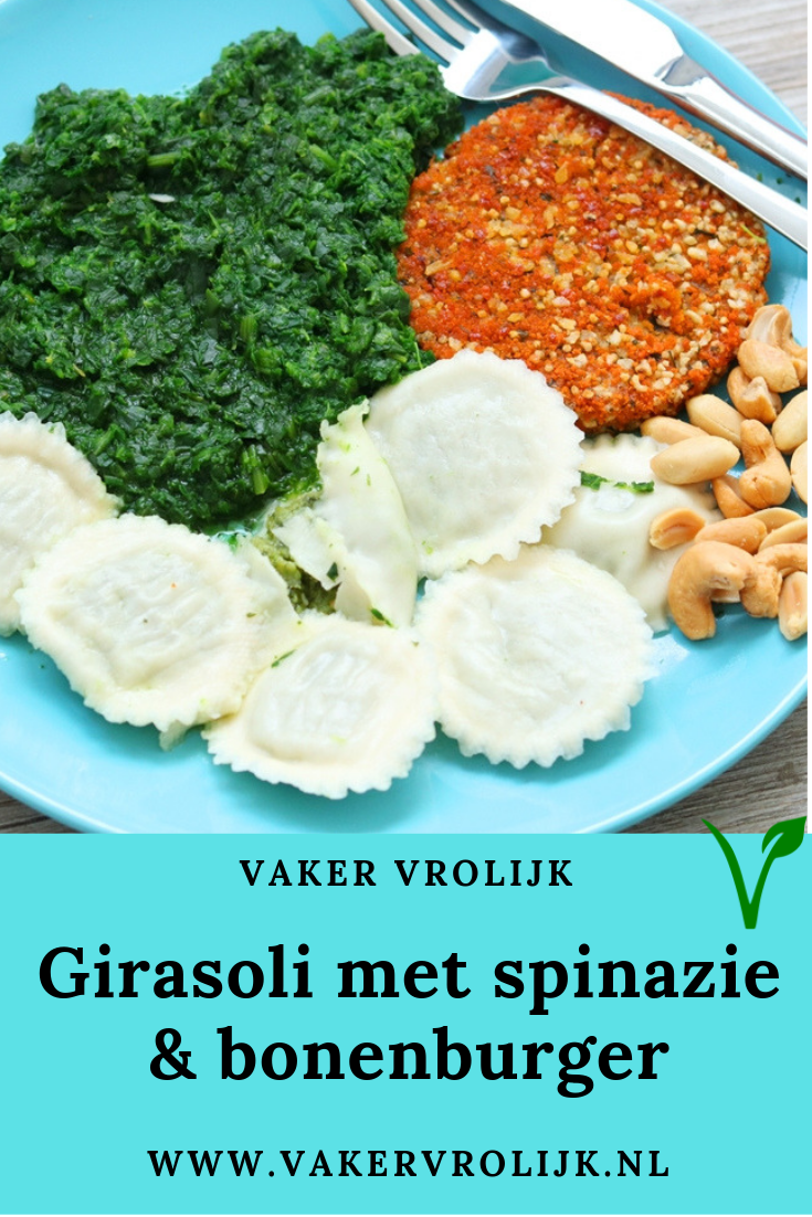 recept girasolie met spinazie en bonenburger