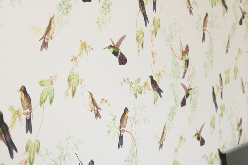 botanisch behang met vogels praxis