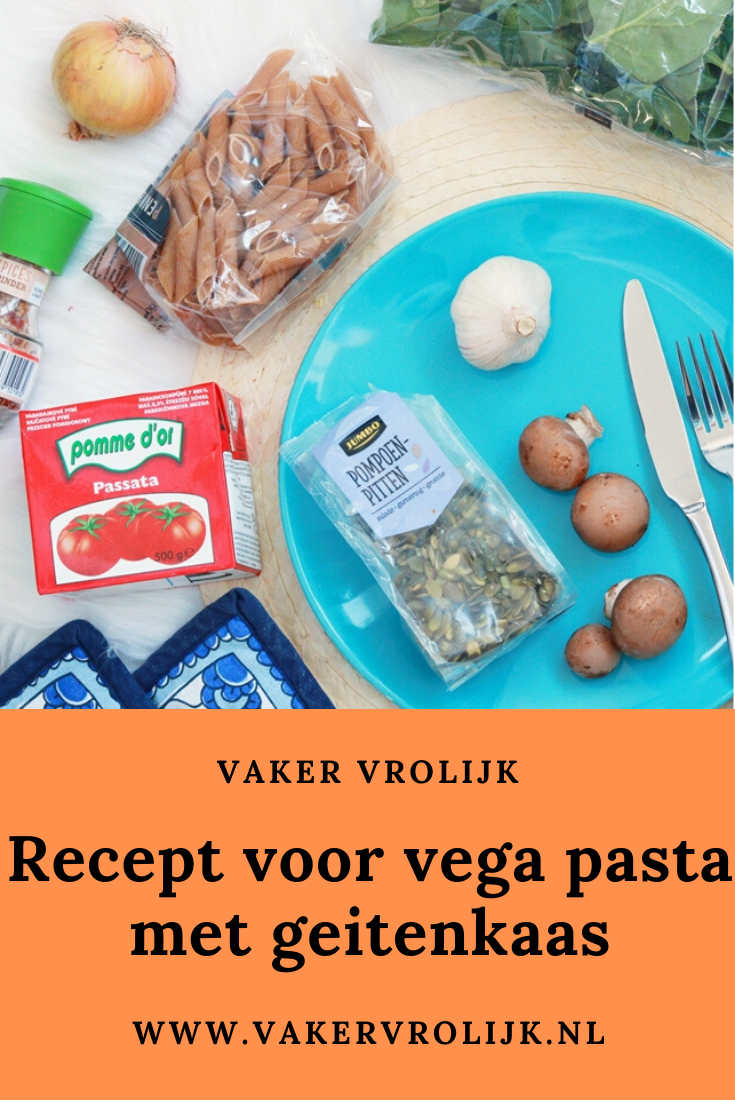 recept vegetarische pasta met geitenkaas