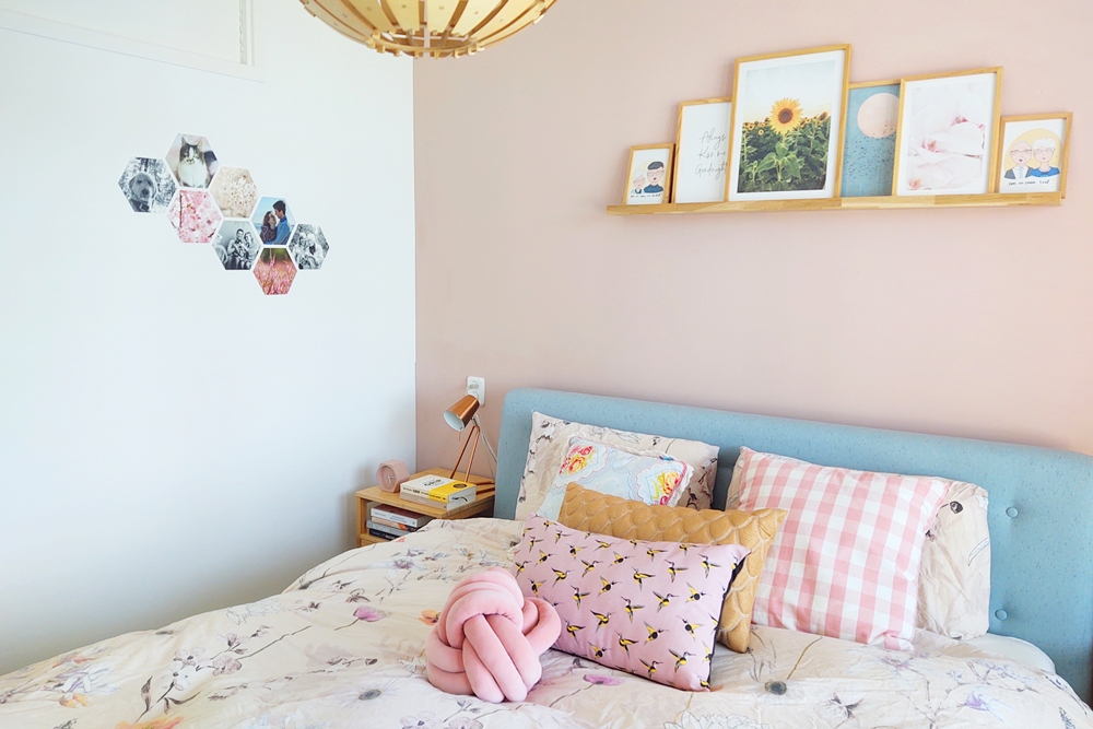 roze slaapkamer fotomuur